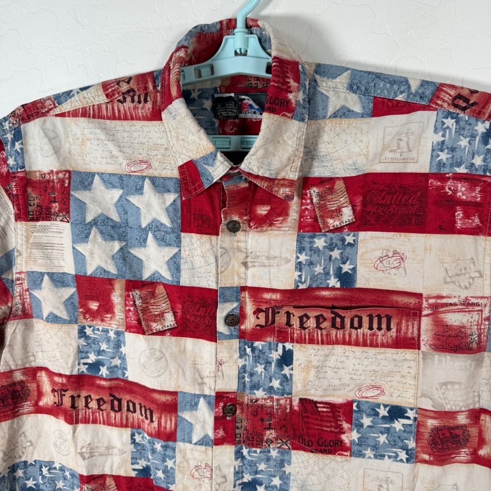 High Seas Trading Co Shirt Mens‎ Large Red White Blue USA Patriotic Freedom Flag